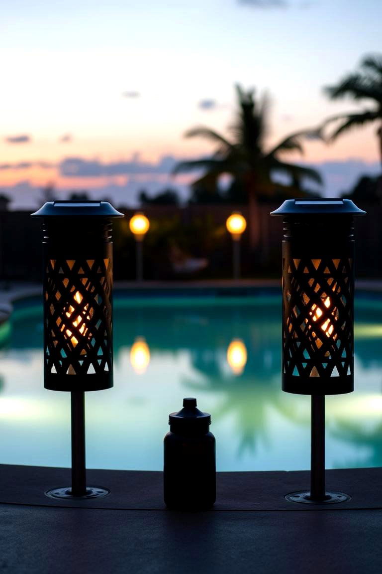 Poolside Tiki Torches - 24 Pool Lighting Ideas