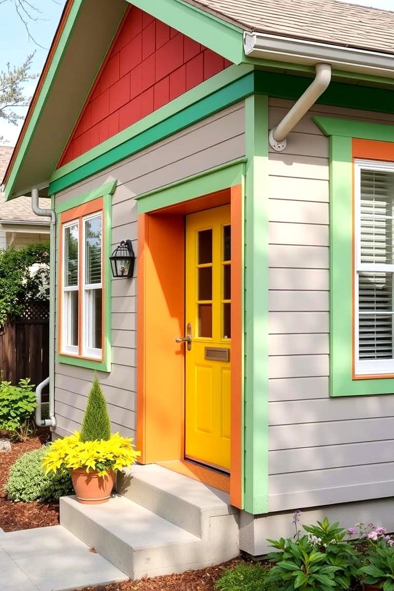 Pop of Bright Trim Colors - 27 1980s House Exterior Ideas