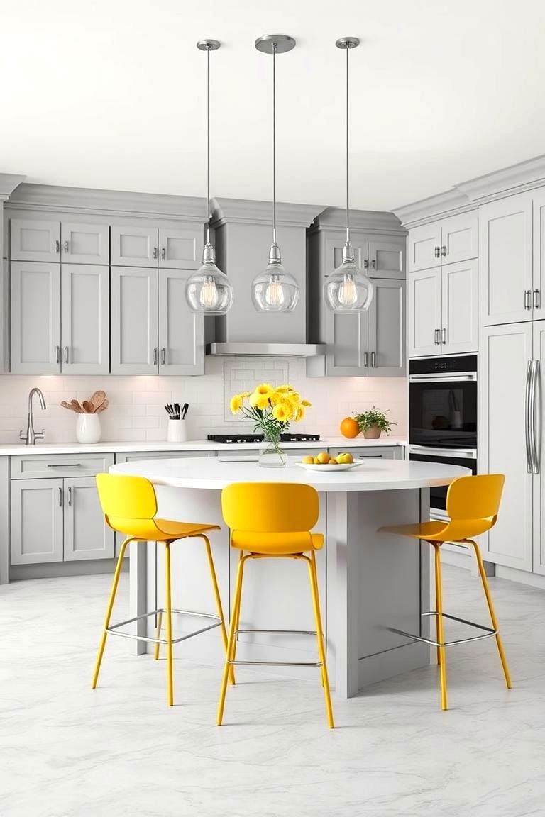 Pop of Color with Accessories - 24 Grey and White Kitchen Ideas