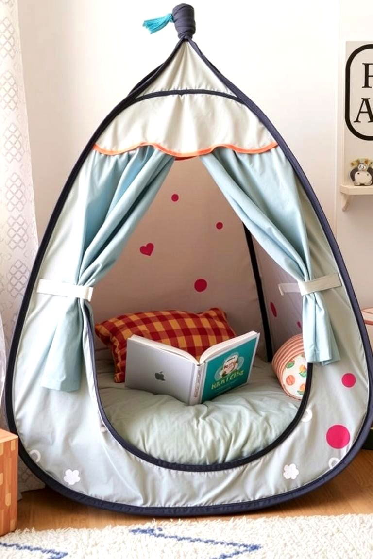 Pop up Tent Reading Nook - 24 kids reading nook ideas
