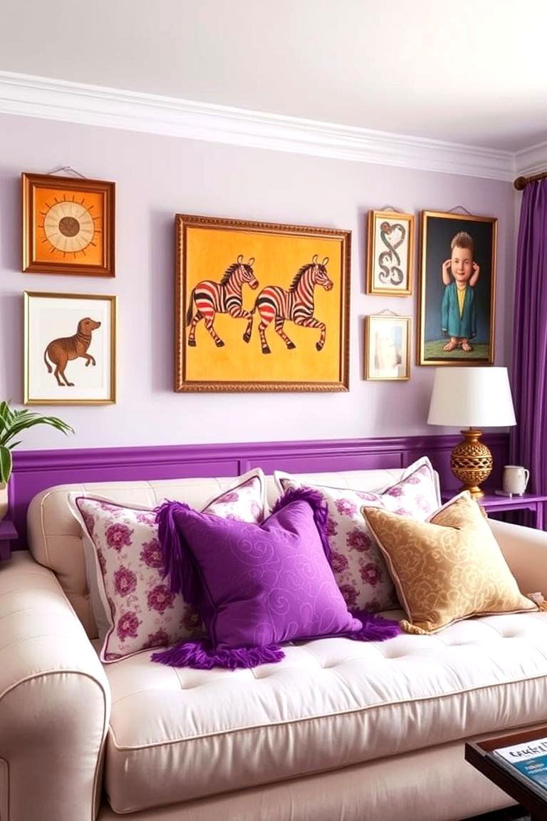 Poppy Purple Details - 24 Purple Living Room Ideas