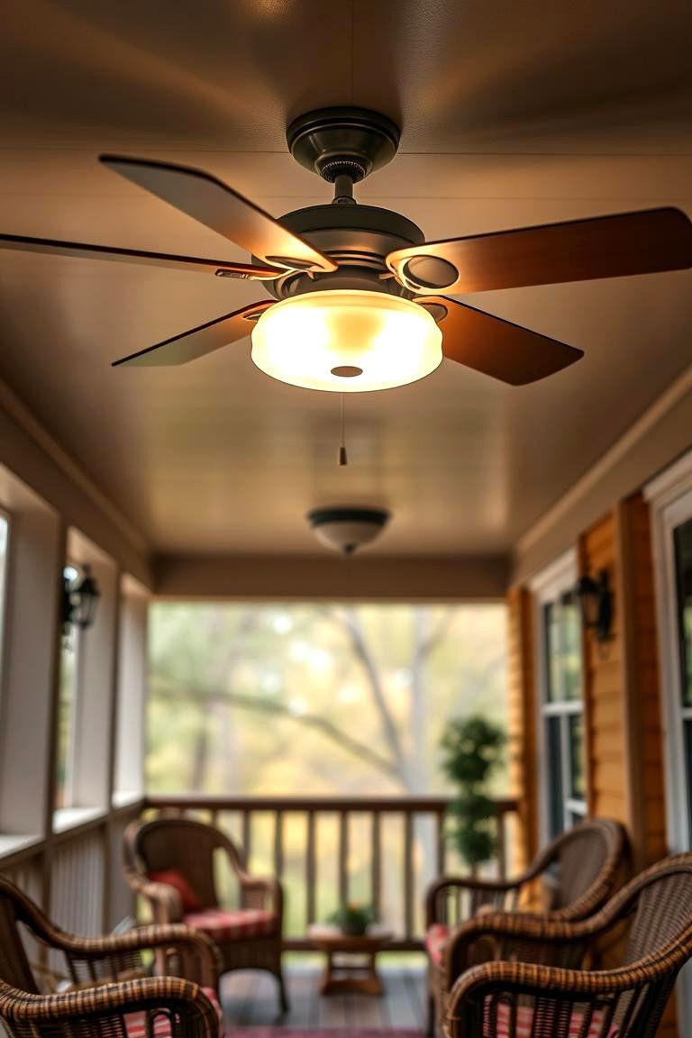Porch Ceiling Fans with Integrated Lighting - 24 Front Porch Lighting Ideas