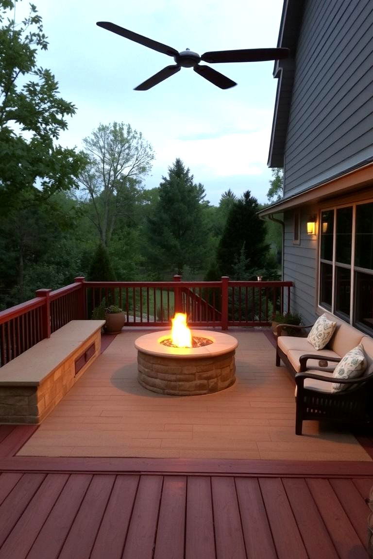 Porch Deck with Fire Pit - 24 Front Porch Deck Ideas