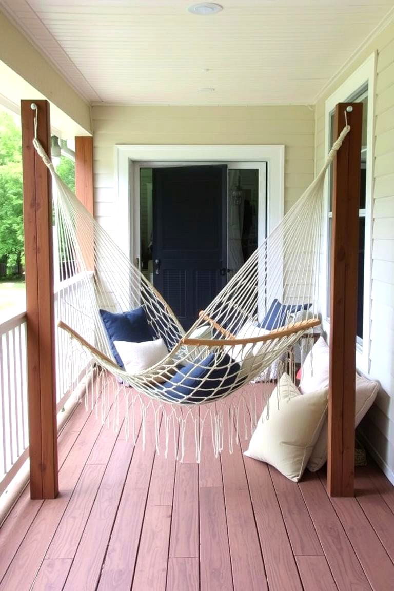 Porch Deck with Hammock - 24 Front Porch Deck Ideas