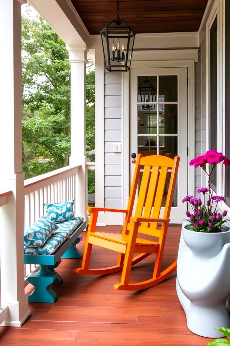 Porch Deck with Statement Furniture - 24 Front Porch Deck Ideas