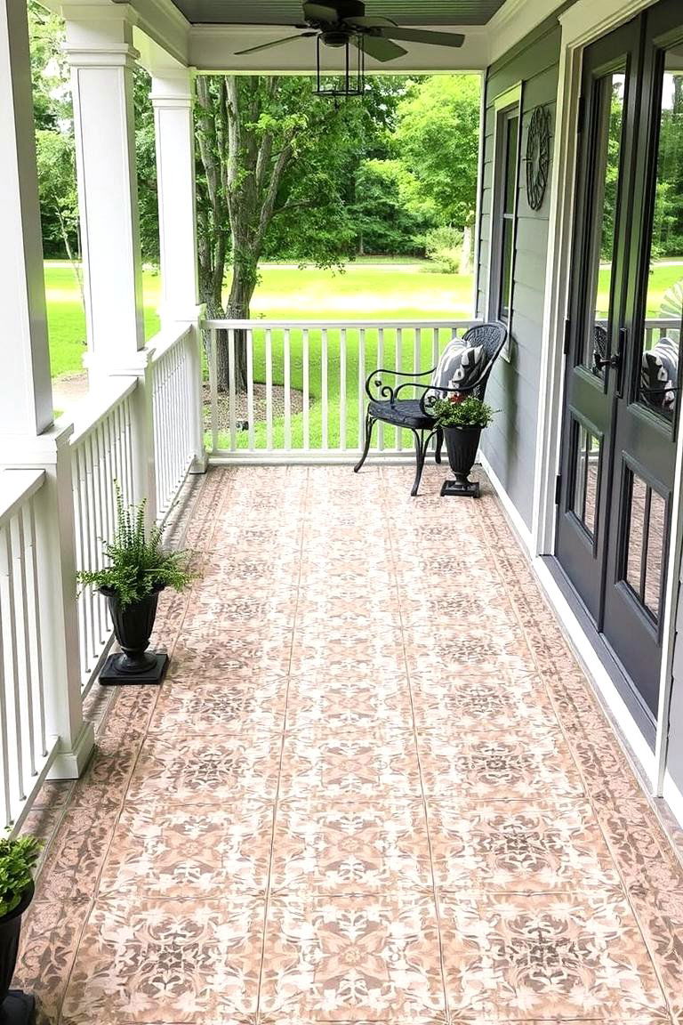 Porch Deck with a Tiled Floor - 24 Front Porch Deck Ideas