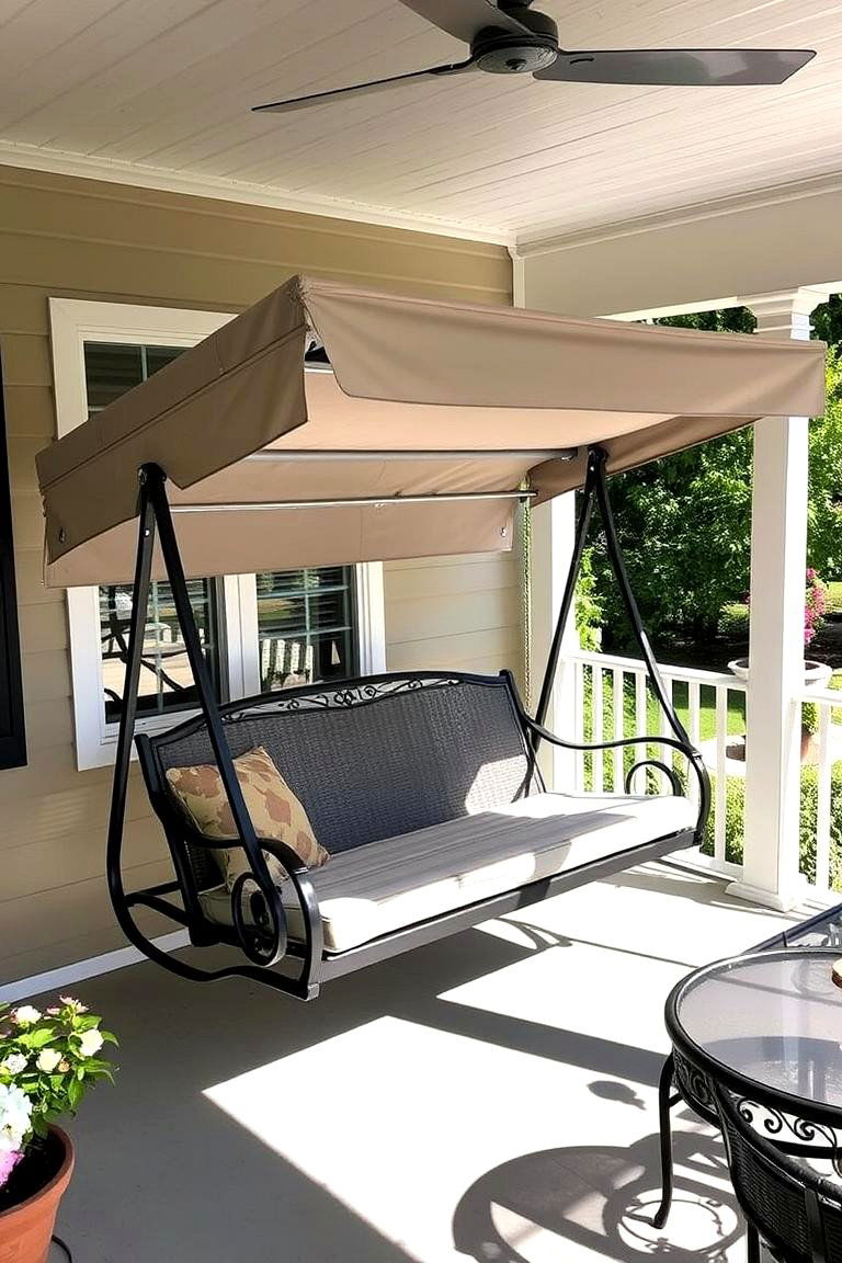Porch Swing with Canopy - 24 Front Porch Swing Ideas