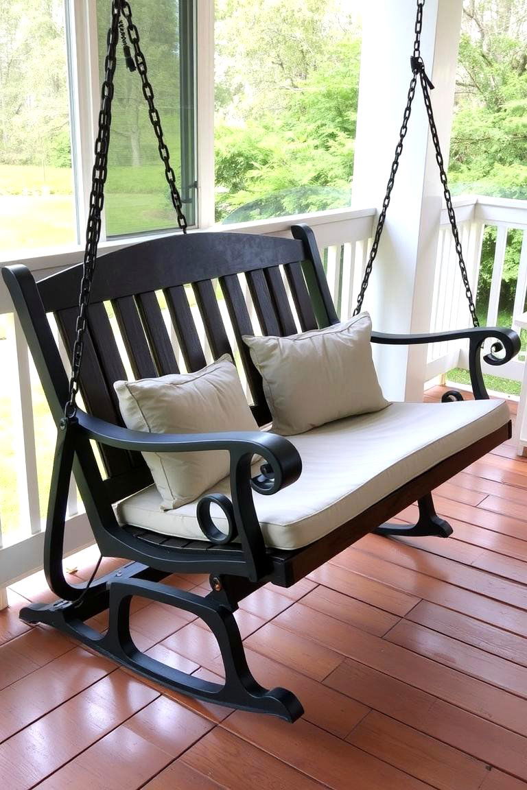 Porch Swing with Glider Mechanism - 24 Front Porch Swing Ideas