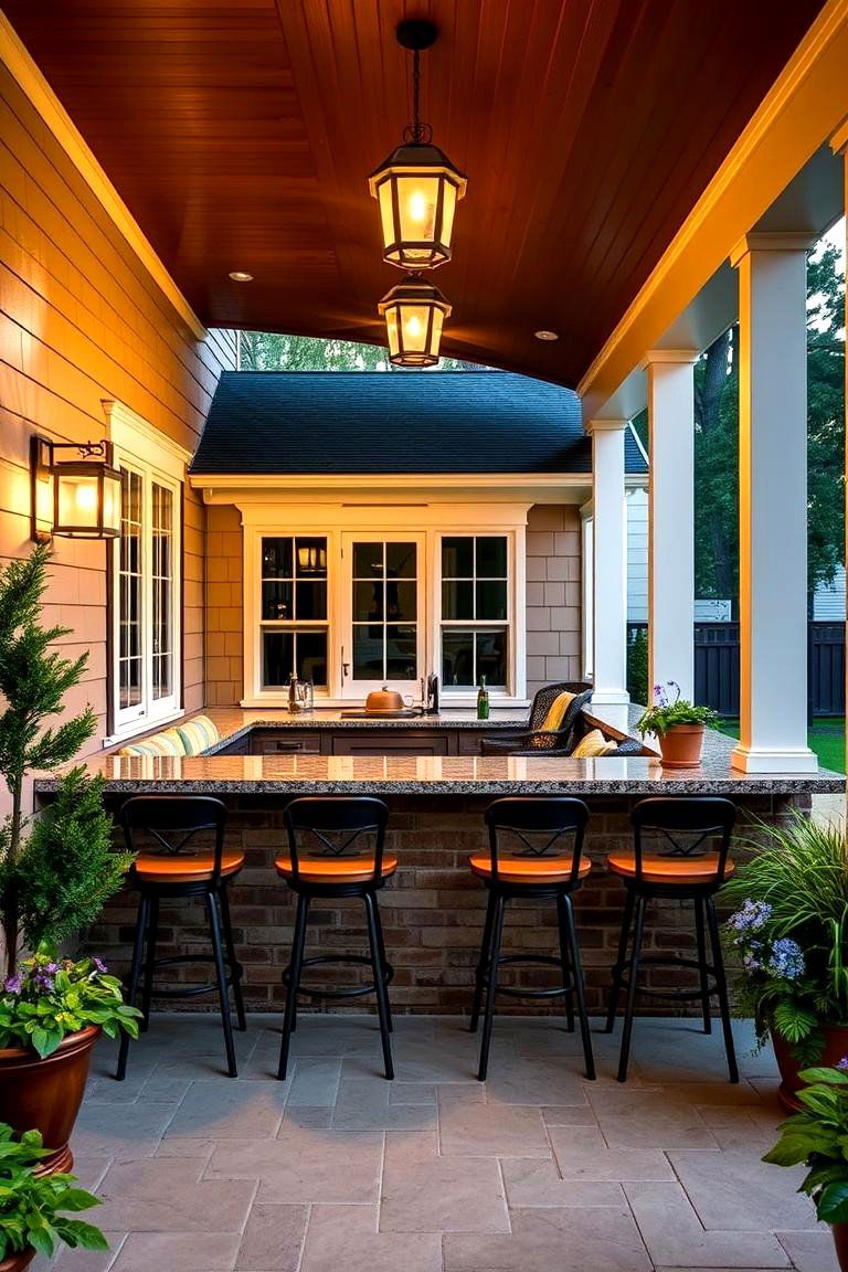 Porch with an Outdoor Bar Area - 24 Barndominium Front Porch Ideas