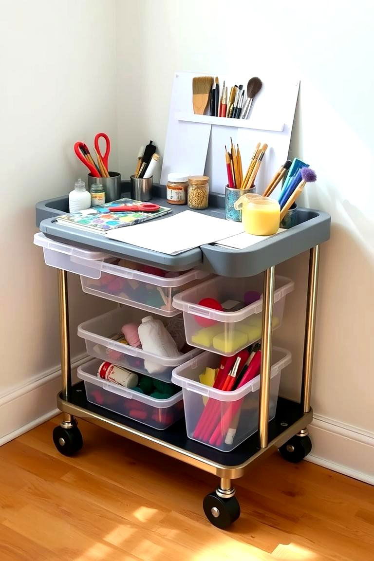 Portable Craft Carts - 24 Small Craft Room Ideas