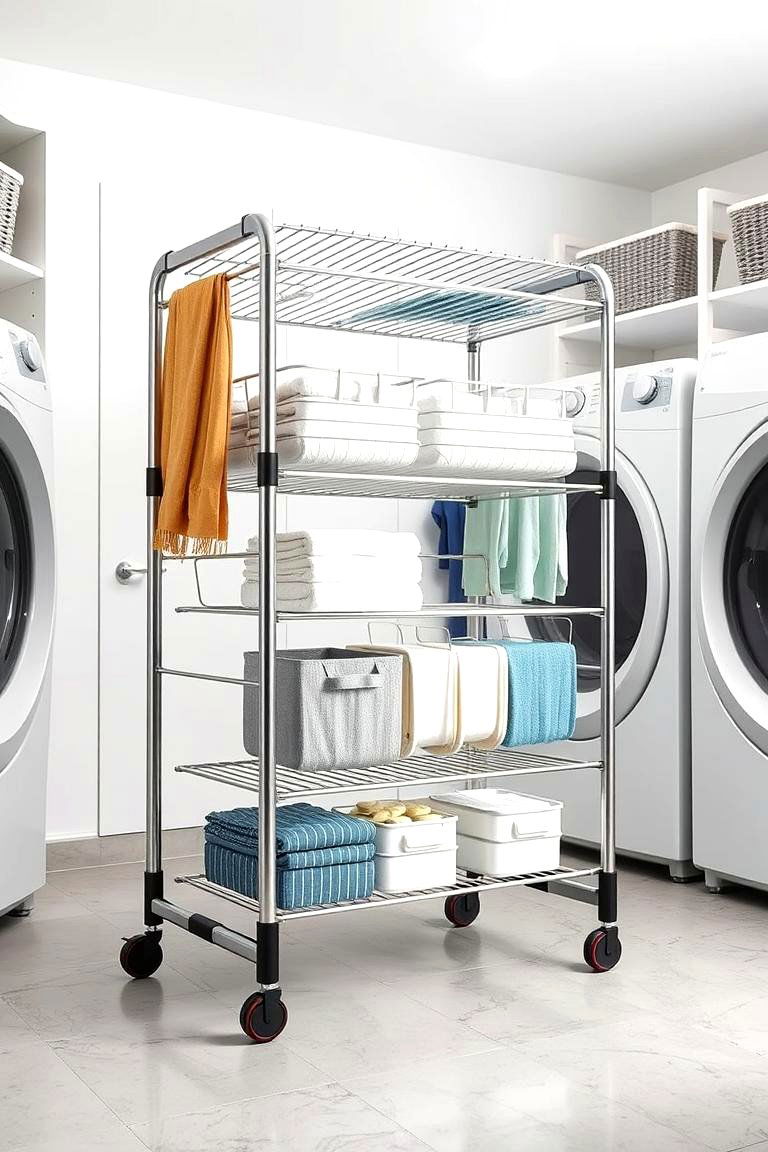 Portable Drying Rack Cart - 24 Laundry Room Drying Rack Ideas