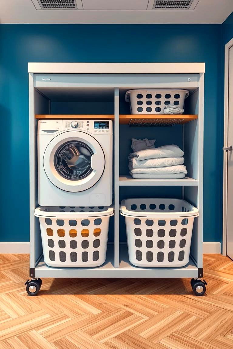 Portable Laundry Station with Baskets - 24 Laundry Basket Storage Ideas