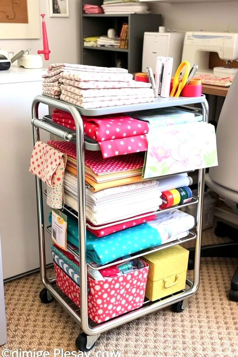 Portable Project Cart - 24 Sewing Room Ideas