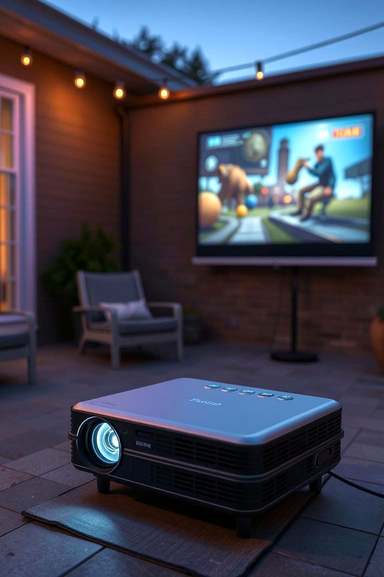 Portable Projector for Outdoor Gaming - 24 Small Game Room Ideas
