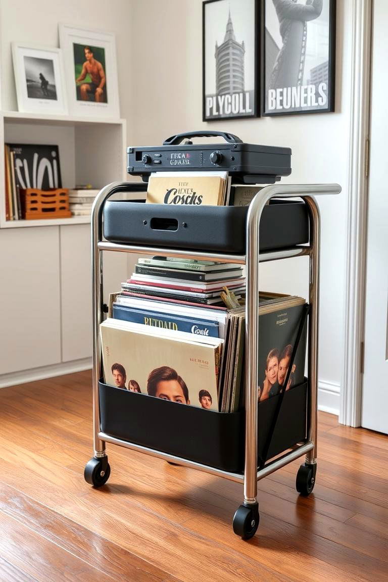 Portable Record Cart - 24 Vinyl Record Storage Ideas