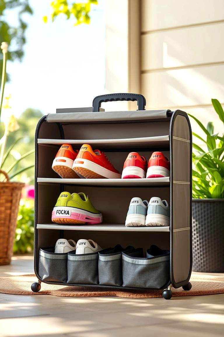 Portable Shoe Storage Caddy - 24 Outdoor Shoe Storage Ideas