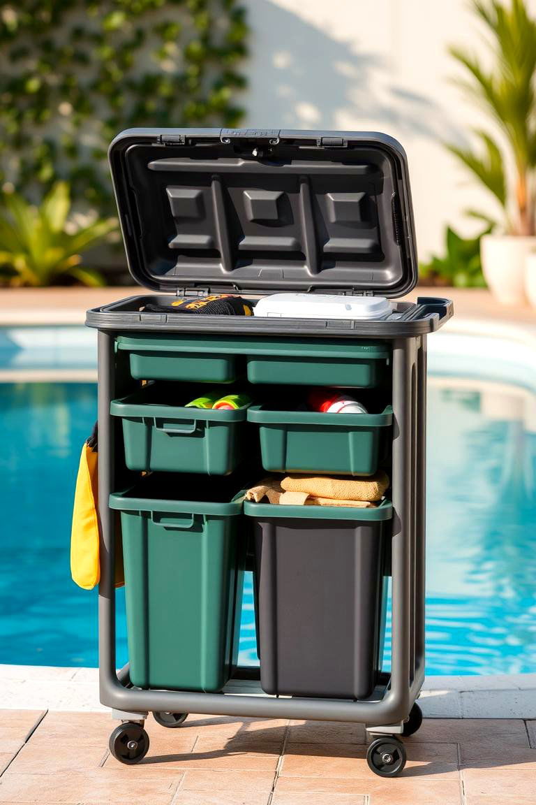 Portable Waterproof Storage Trolleys - 24 Pool Storage Ideas