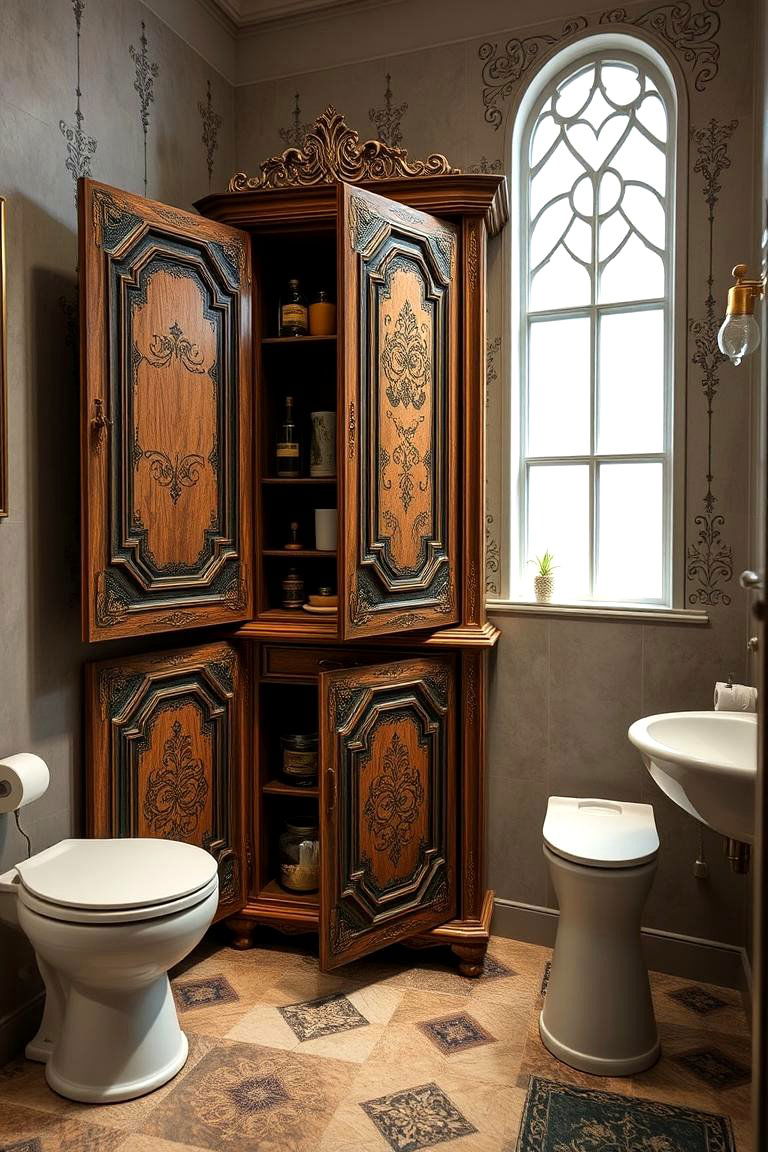 Potions Class Cabinets - 24 Harry Potter Bathroom Ideas