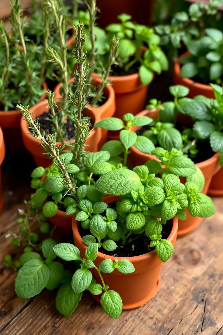 Potted Herb Garden Display - 24 Flower Centerpiece Ideas
