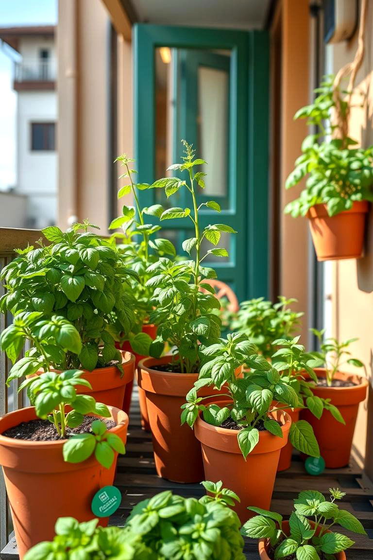 Potted Herb Garden - 24 Green Balcony Ideas