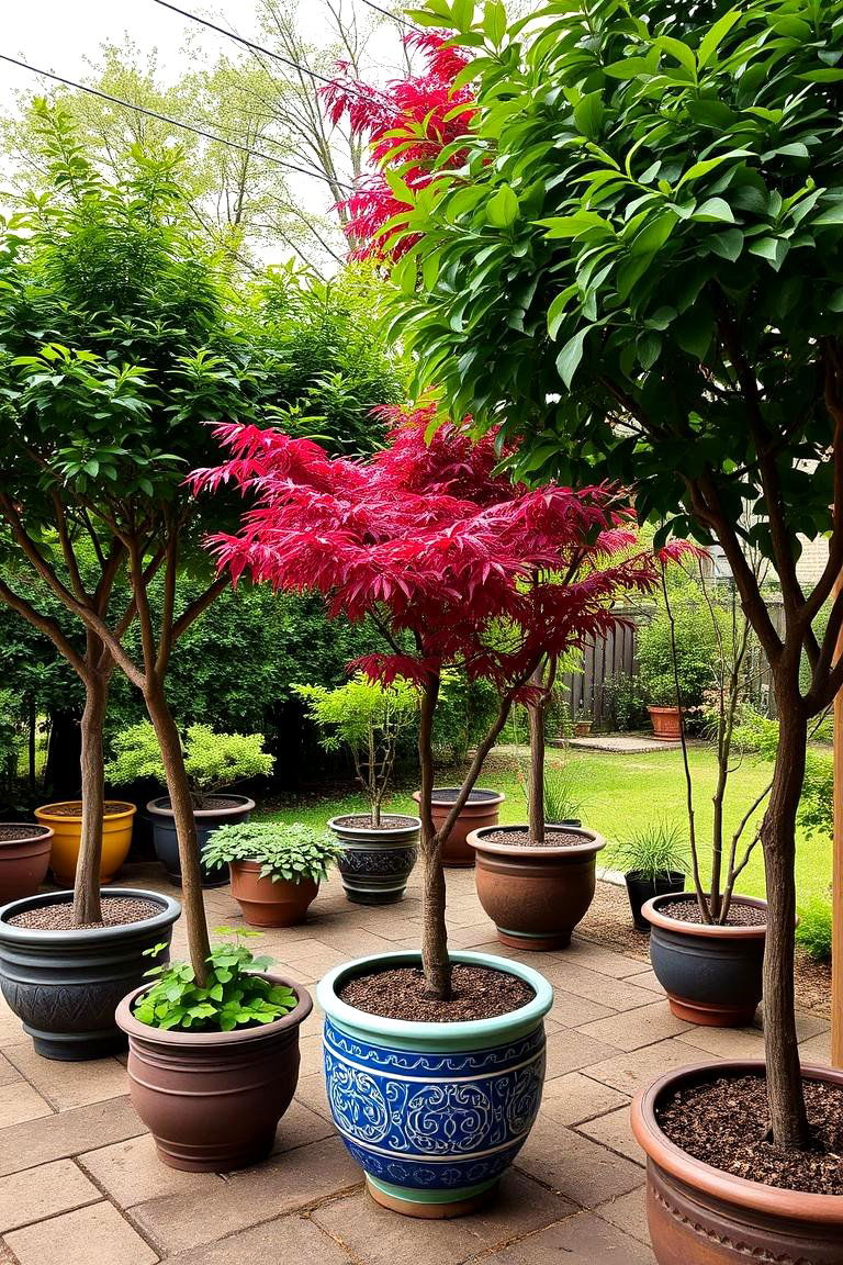 Potted Privacy Trees - 24 Backyard Privacy Ideas