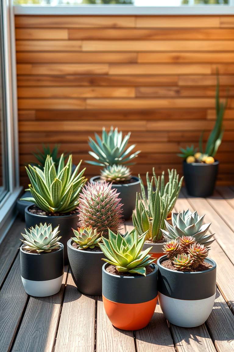 Potted Succulent Arrangements on the Deck - 24 Deck Decorating Ideas With Plants