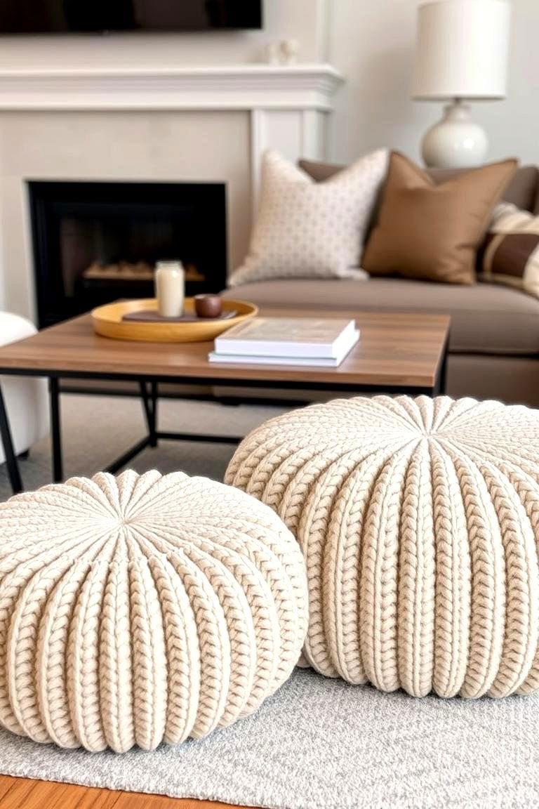 Poufs for Flexible Seating - 24 Living Room Furniture Ideas
