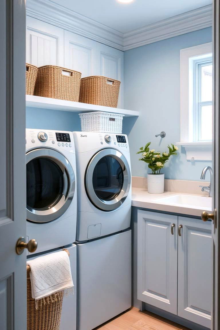 Powder Blue Softness - 24 Blue Laundry Room Ideas