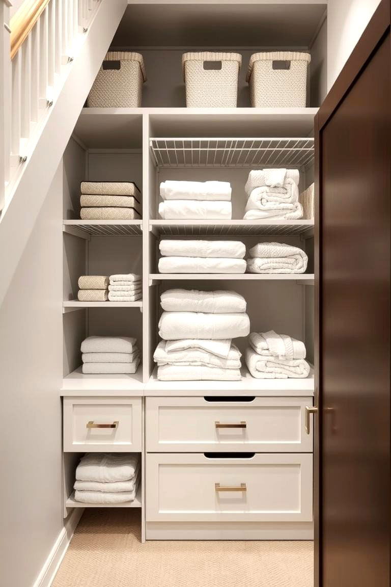 Practical Linen Closet - 24 Under Stair Storage Ideas