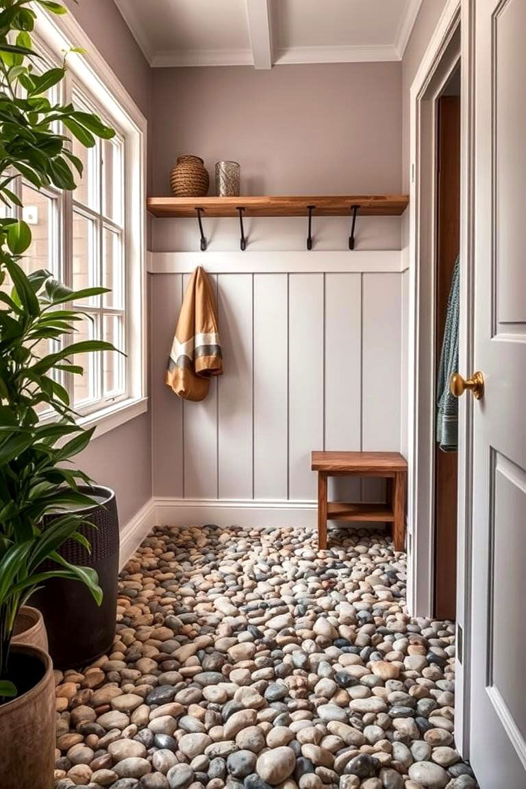 Practical Pebble Flooring - 24 Mudroom Floor Ideas