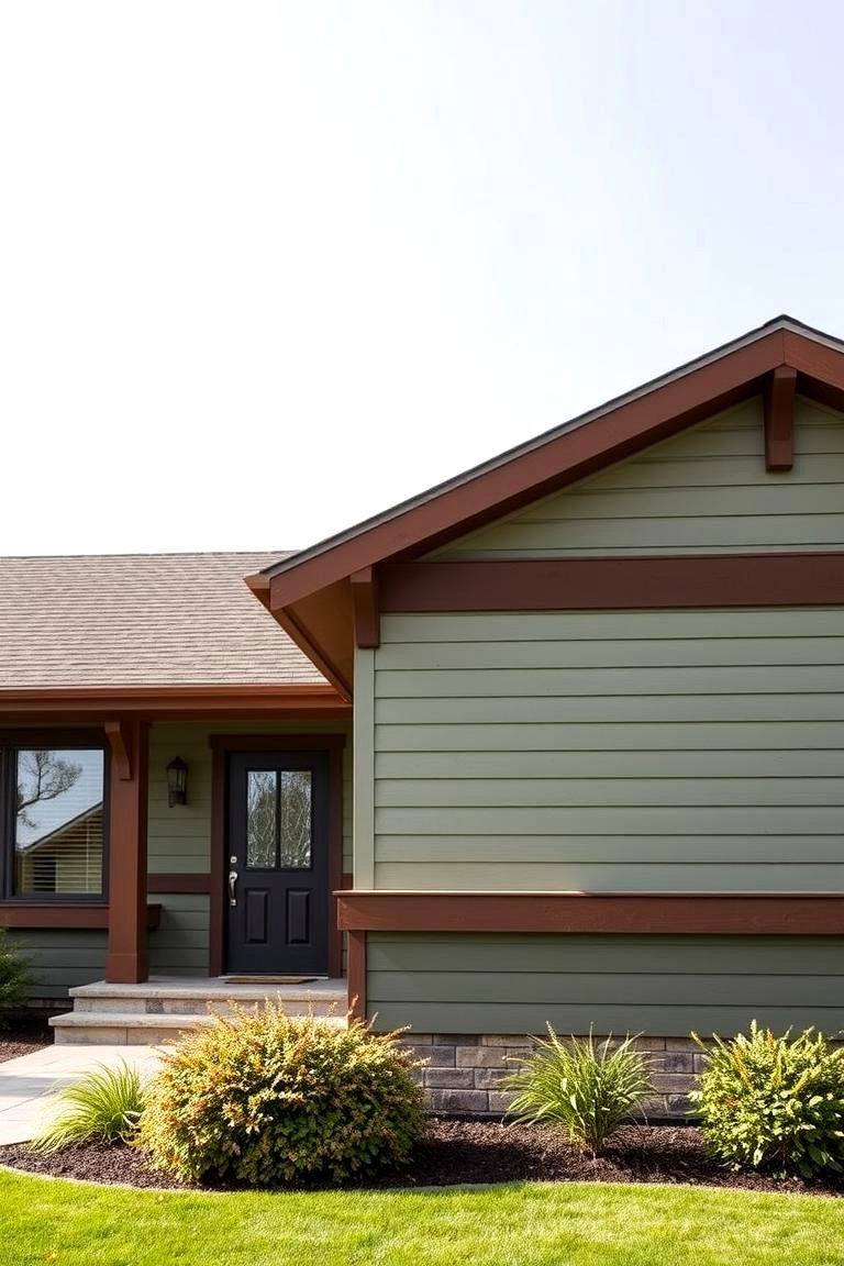 Prairie Style Harmony - 24 Sage Green House With Brown Trim Ideas