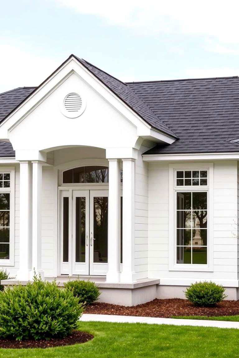 Prairie Style with Horizontal Lines - 24 White Exterior Home with a Black Roof Ideas