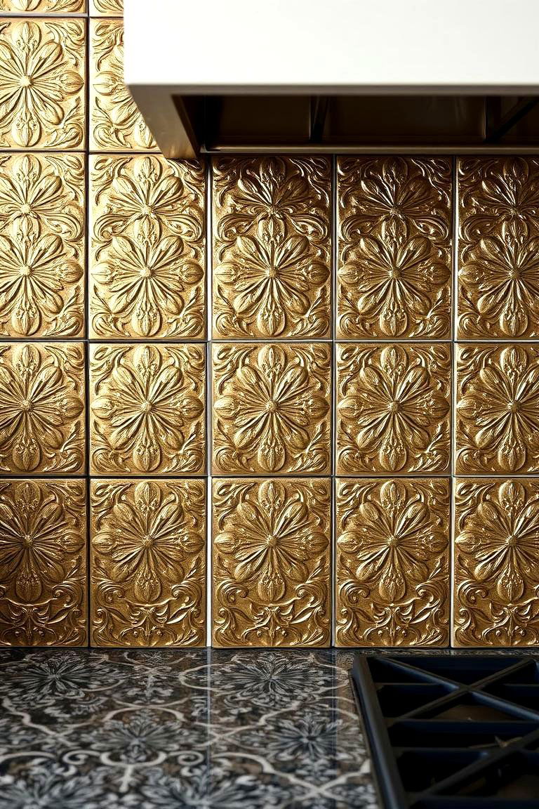 Pressed Tin Tiles Backsplash - 24 Rustic Backsplash Ideas