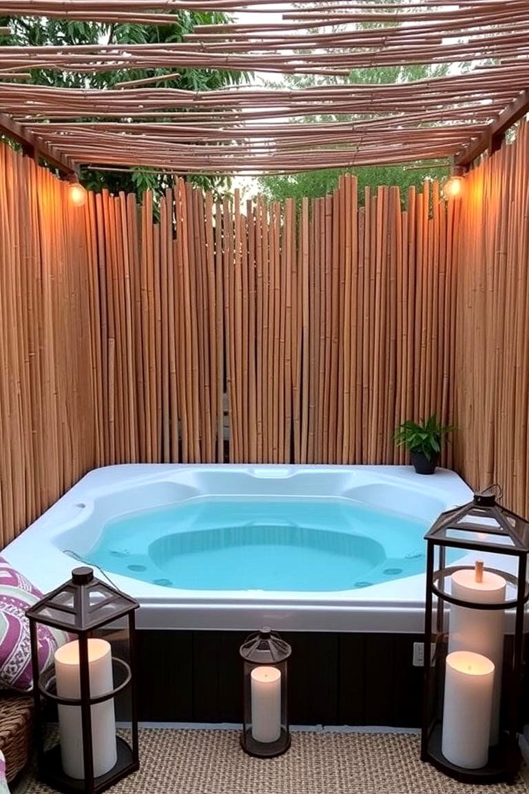 Privacy Bamboo Panels for a Boho Chic Look - 24 Backyard Hot Tub Privacy Ideas