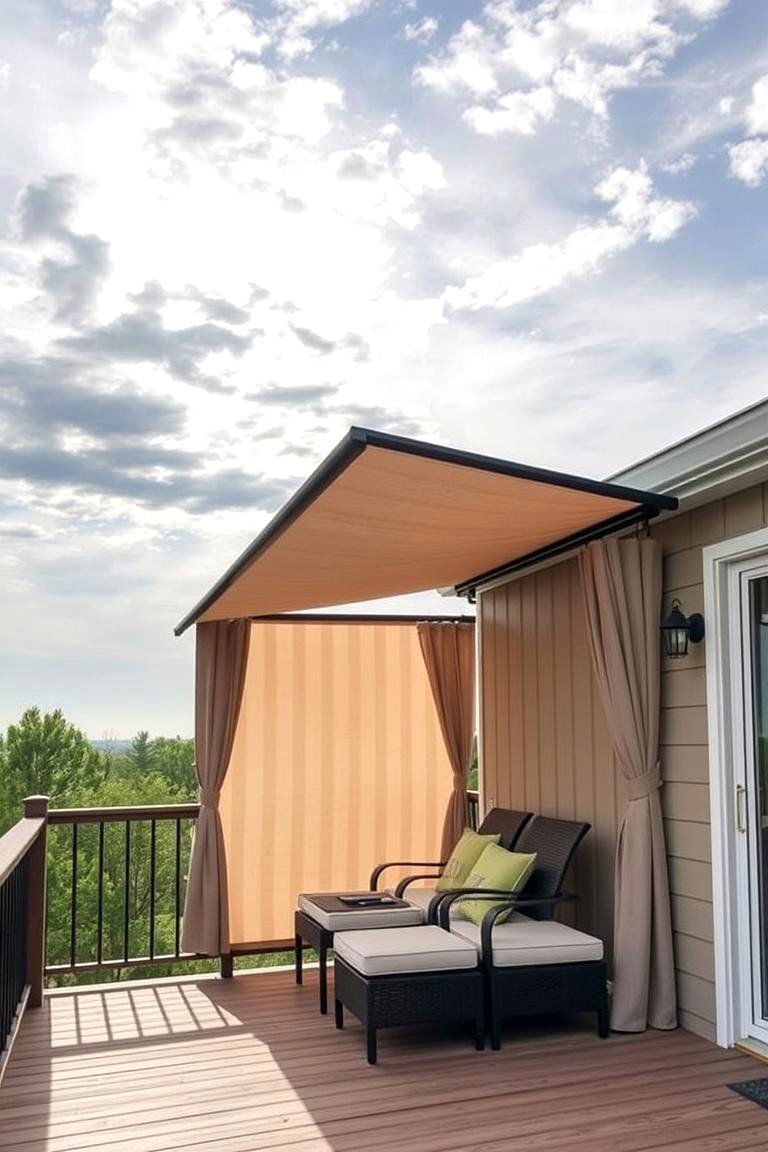 Privacy Enhancing Awning with Side Panels - 24 Deck Awning Ideas