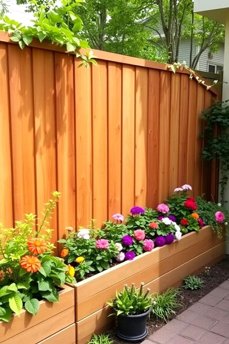 Privacy Fence with Built In Planters - 24 Privacy Fence Ideas