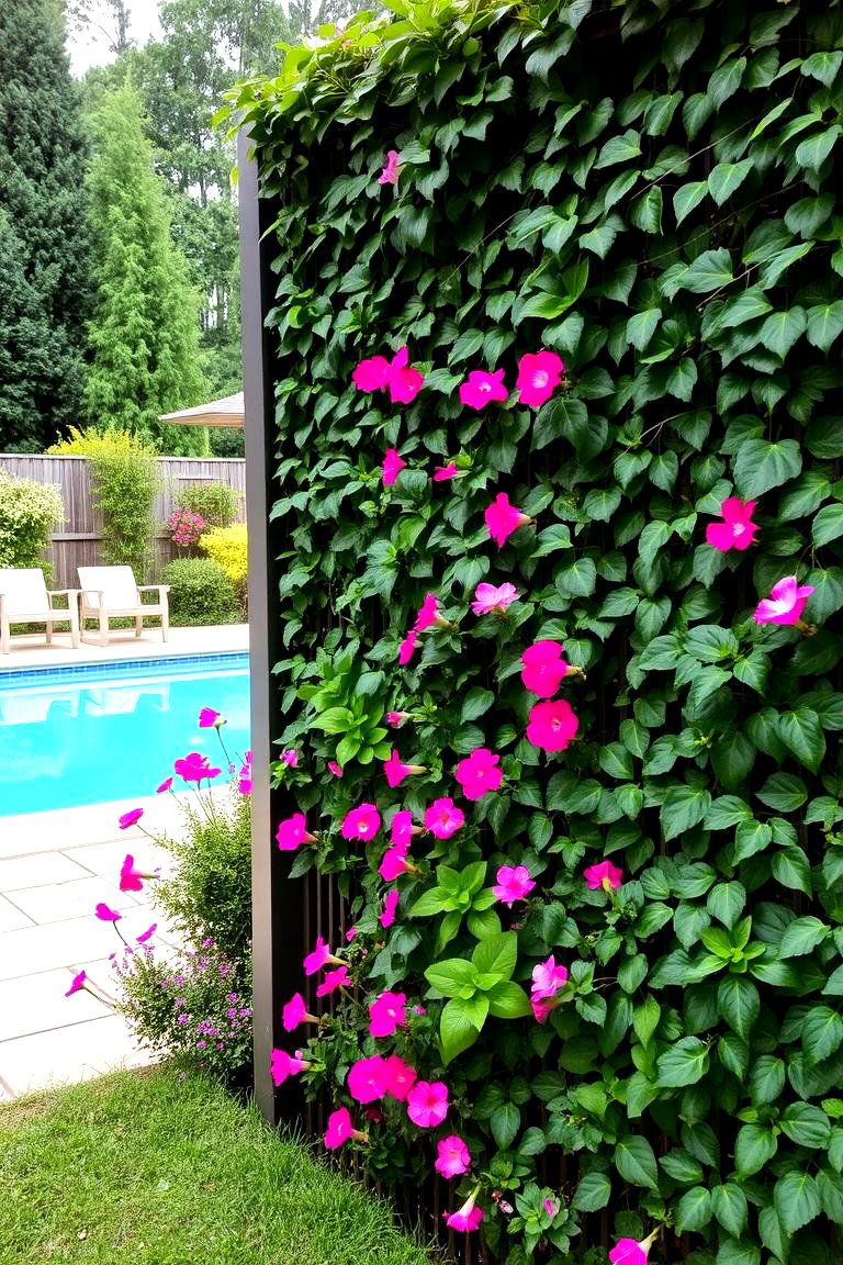 Privacy Fence with Vertical Gardens - 24 Above Ground Pool Landscaping Ideas