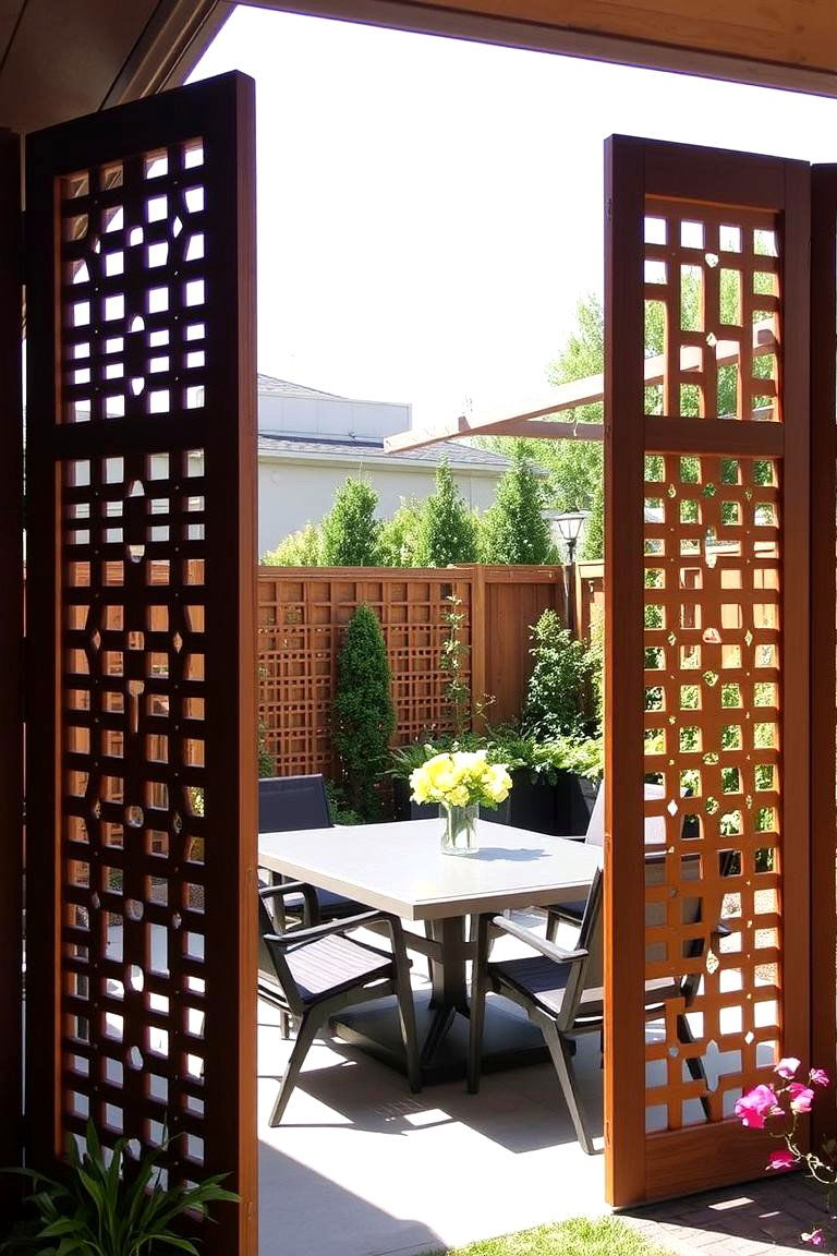 Privacy Screens with Geometric Cutouts - 24 Mid-century Modern Patio Ideas
