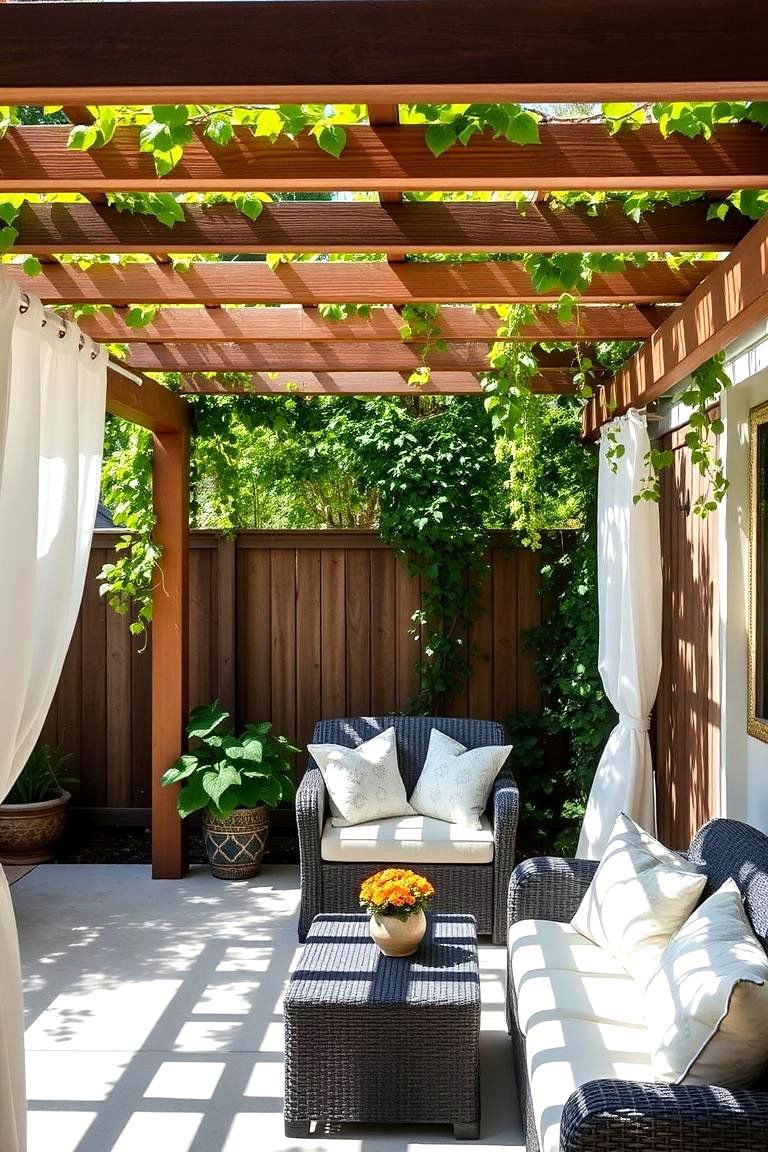 Private Backyard Retreat with Pergola - 24 Large Backyard Landscaping Ideas