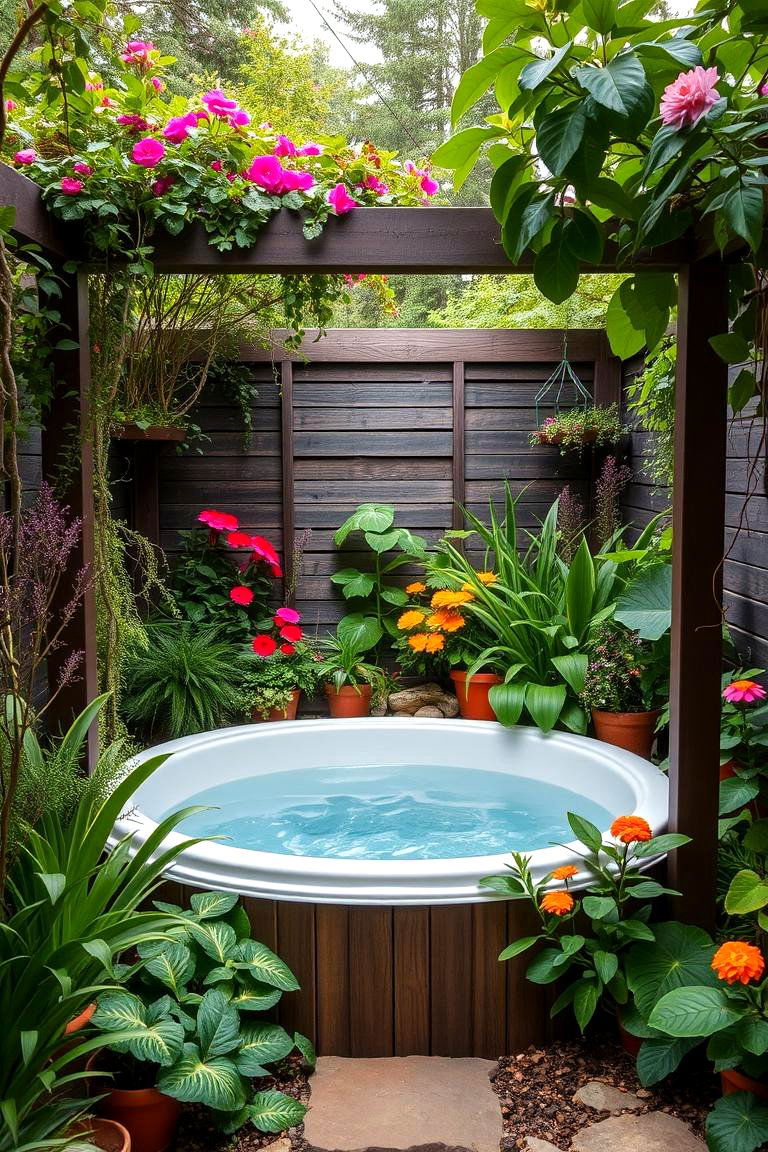 Private Garden Oasis - 24 Hot Tub Enclosure Ideas