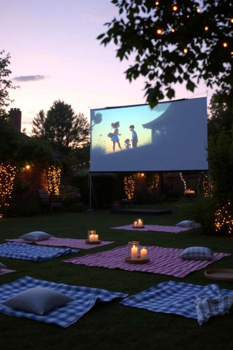Projector Screen in the Garden - 24 Outdoor Tv Ideas
