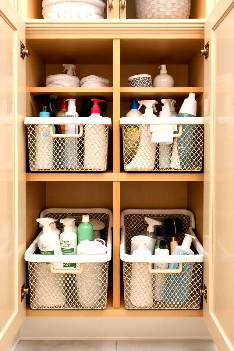 Pull Out Baskets for Easy Access - 24 Bathroom Cabinet Organizing Ideas