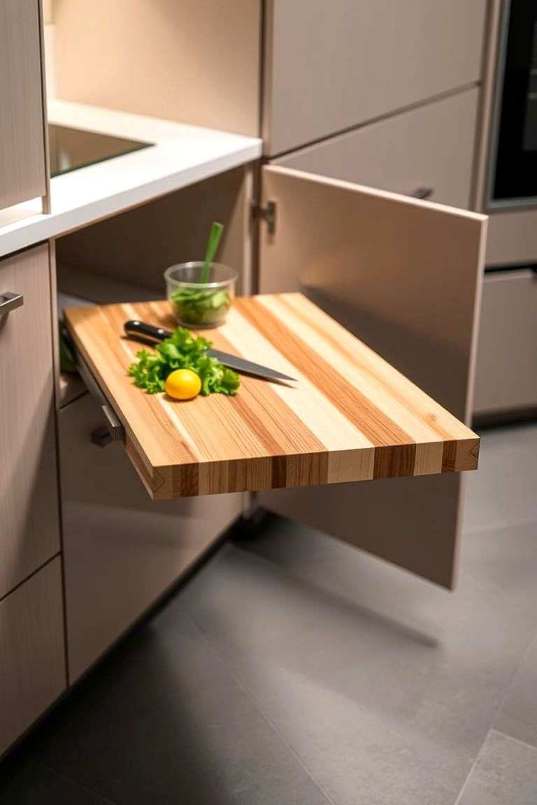 Pull Out Cutting Boards - 24 Small Kitchen Storage Ideas