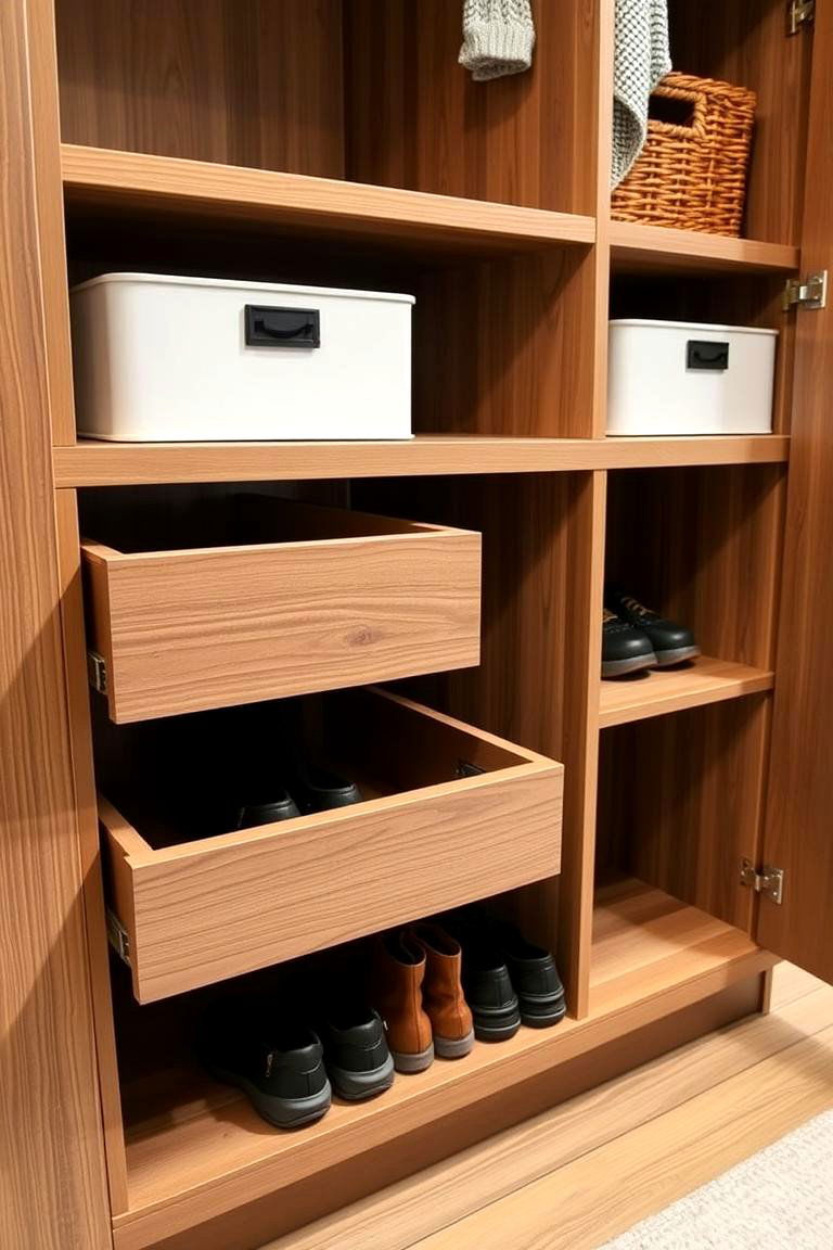 Pull Out Drawers for Easy Access - 24 Mudroom Storage Ideas