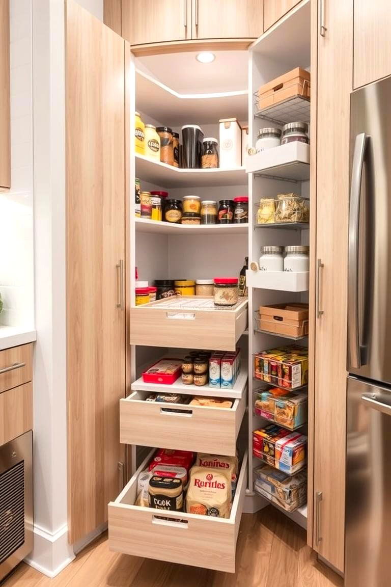Pull Out Pantry Drawers - 24 Corner Pantry Ideas