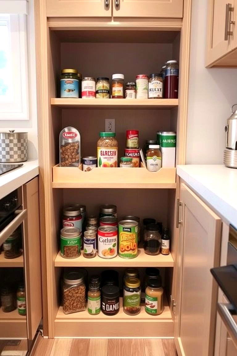 Pull Out Pantry Shelves for Kitchen Efficiency - 24 Tiny House Storage Ideas