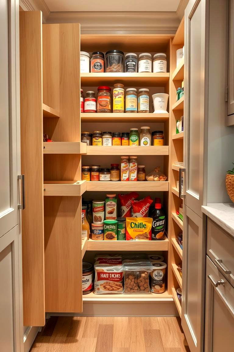 Pull Out Shelves for Easy Access - 24 Pantry Shelving Ideas