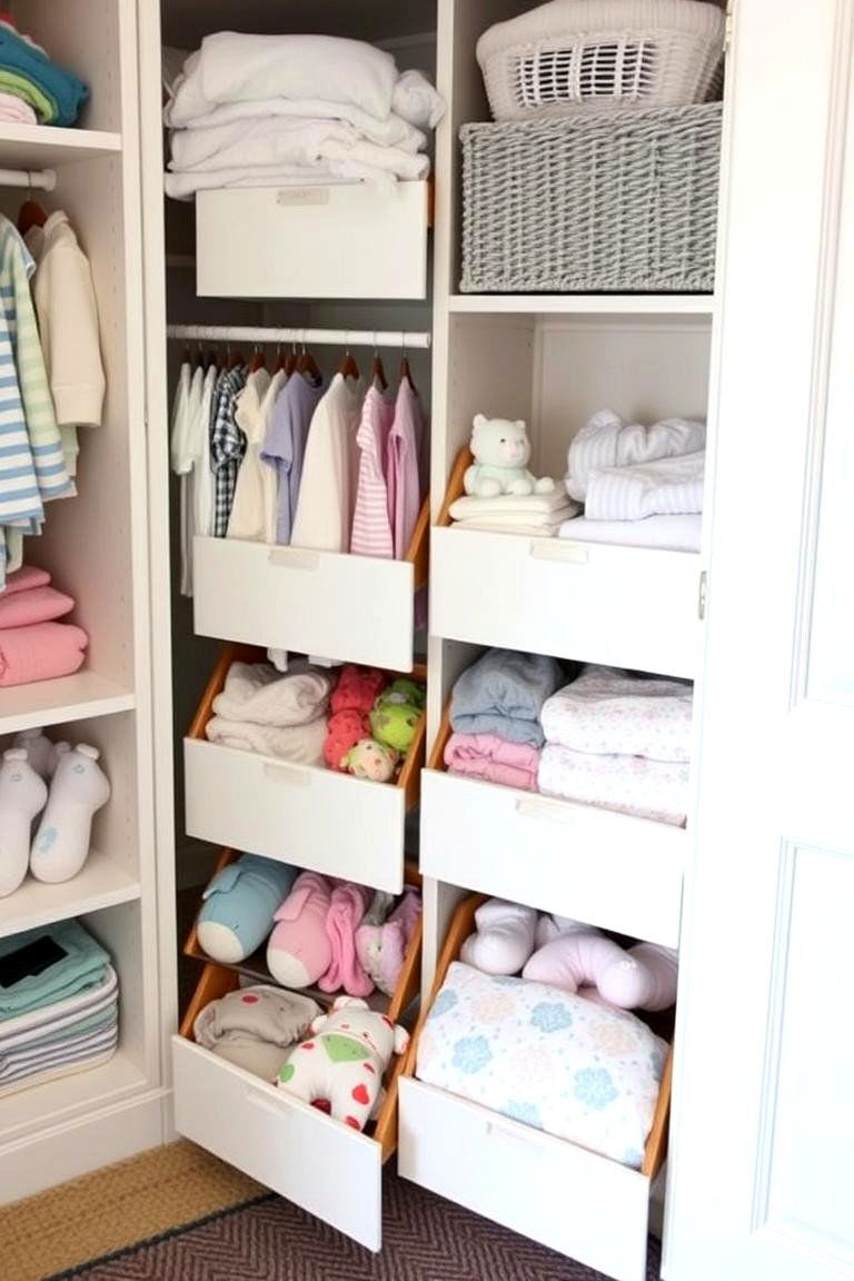 Pull Out Storage Drawers - 24 Nursery Closet Ideas