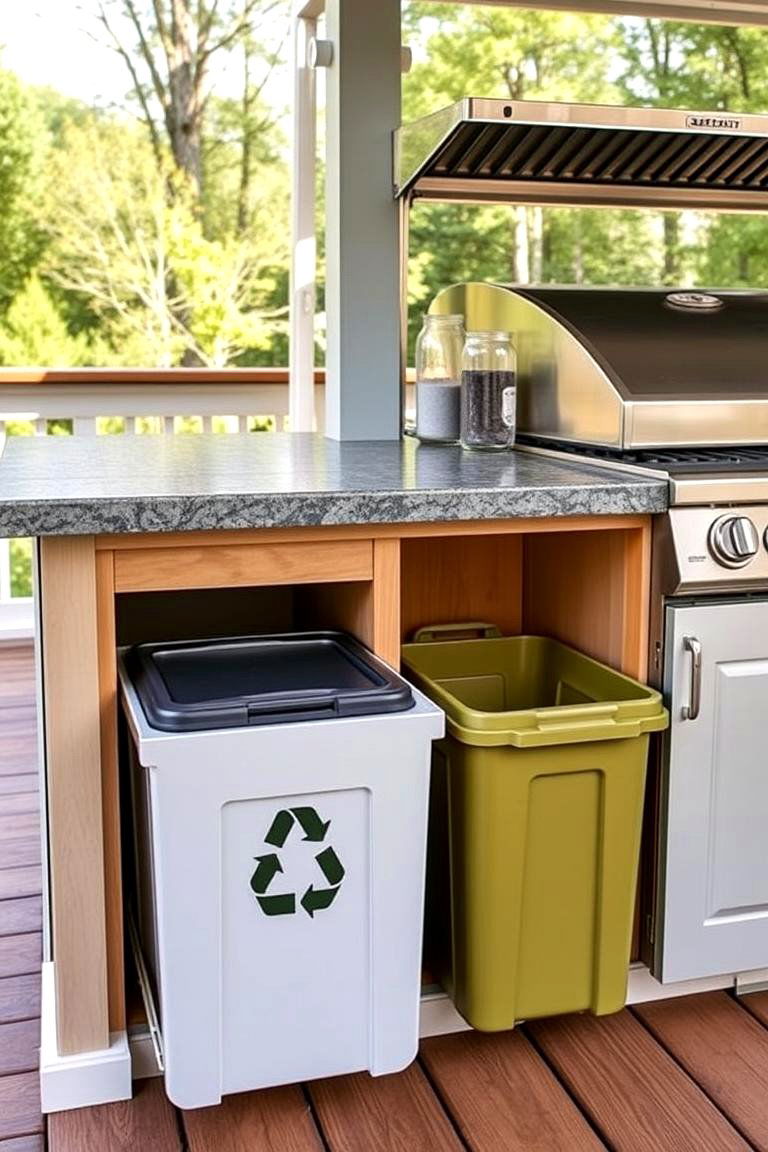 Pull Out Trash and Recycling Bins - 24 Outdoor Kitchen on Deck