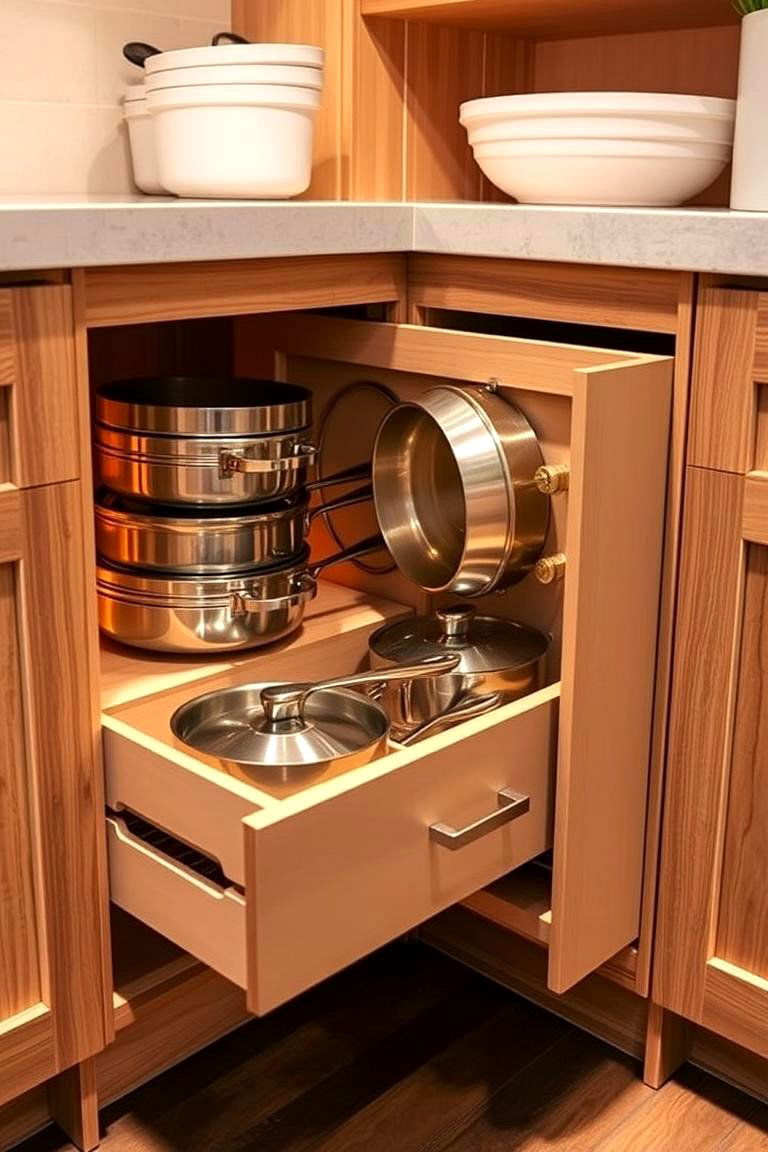 Pull out Corner Drawers - 24 Blind Corner Kitchen Cabinet Ideas